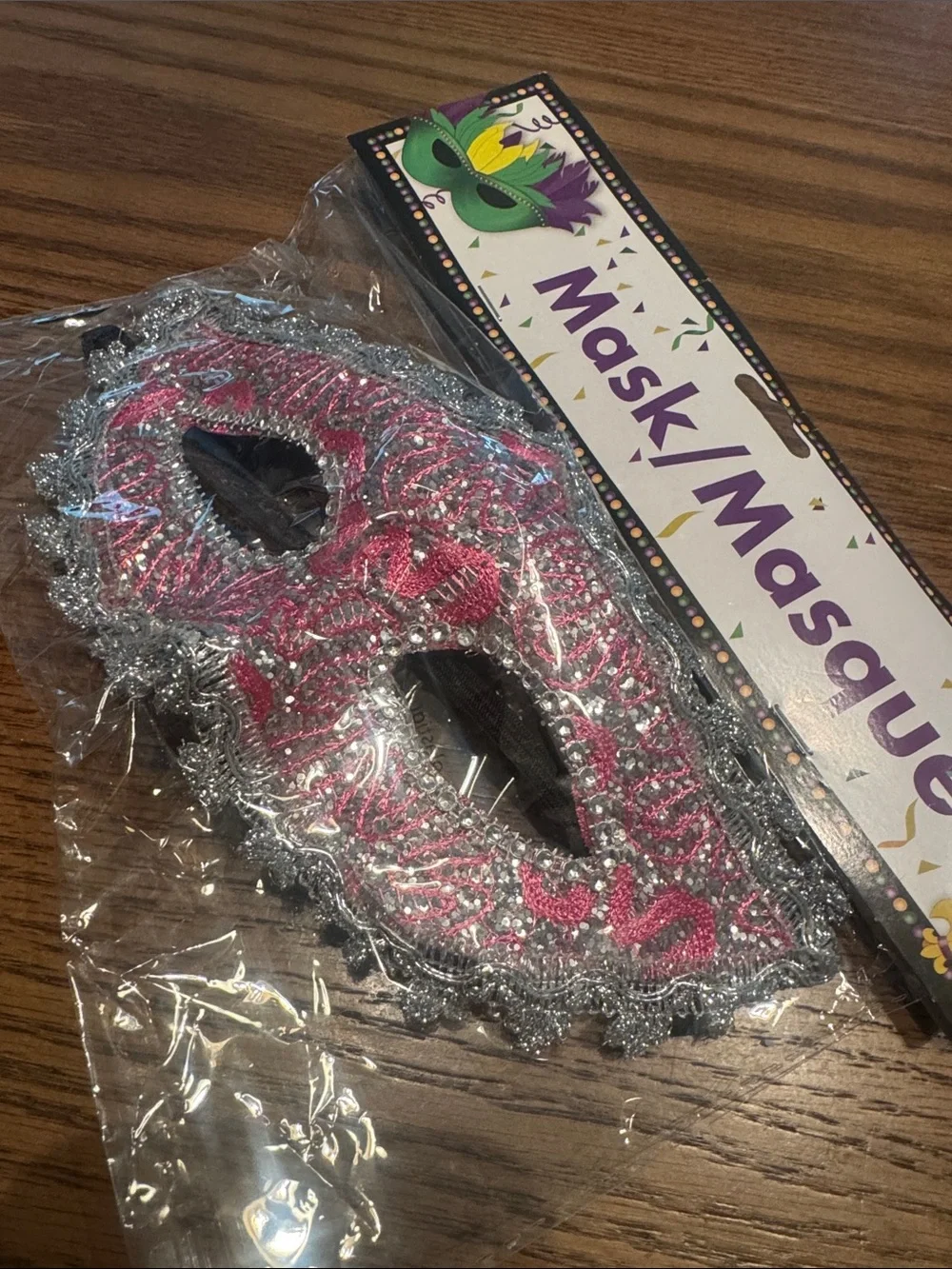 Party Eye Mask - Pink and Silver Masquerade Mask